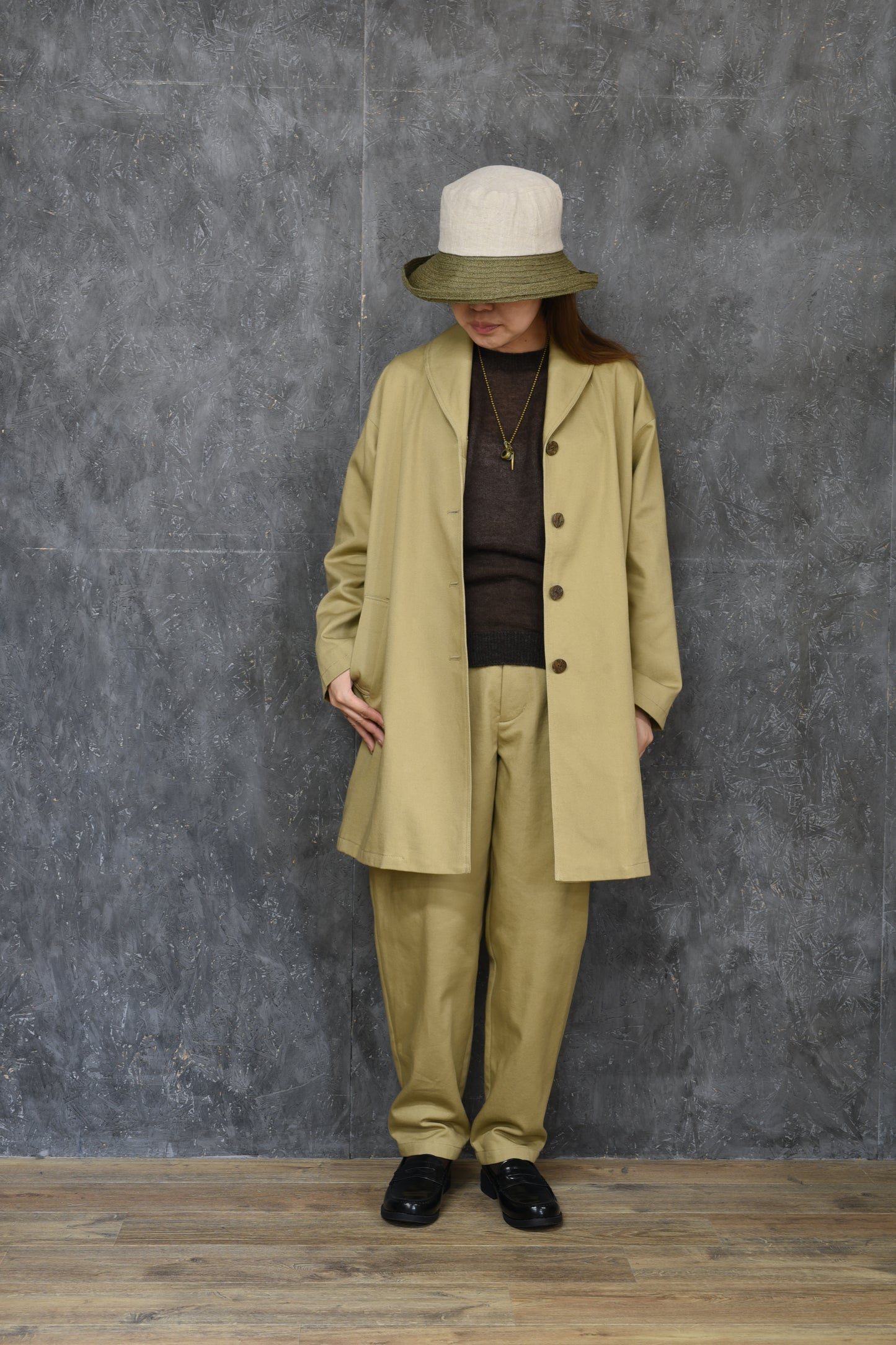 ショールカラーコート ベージュ