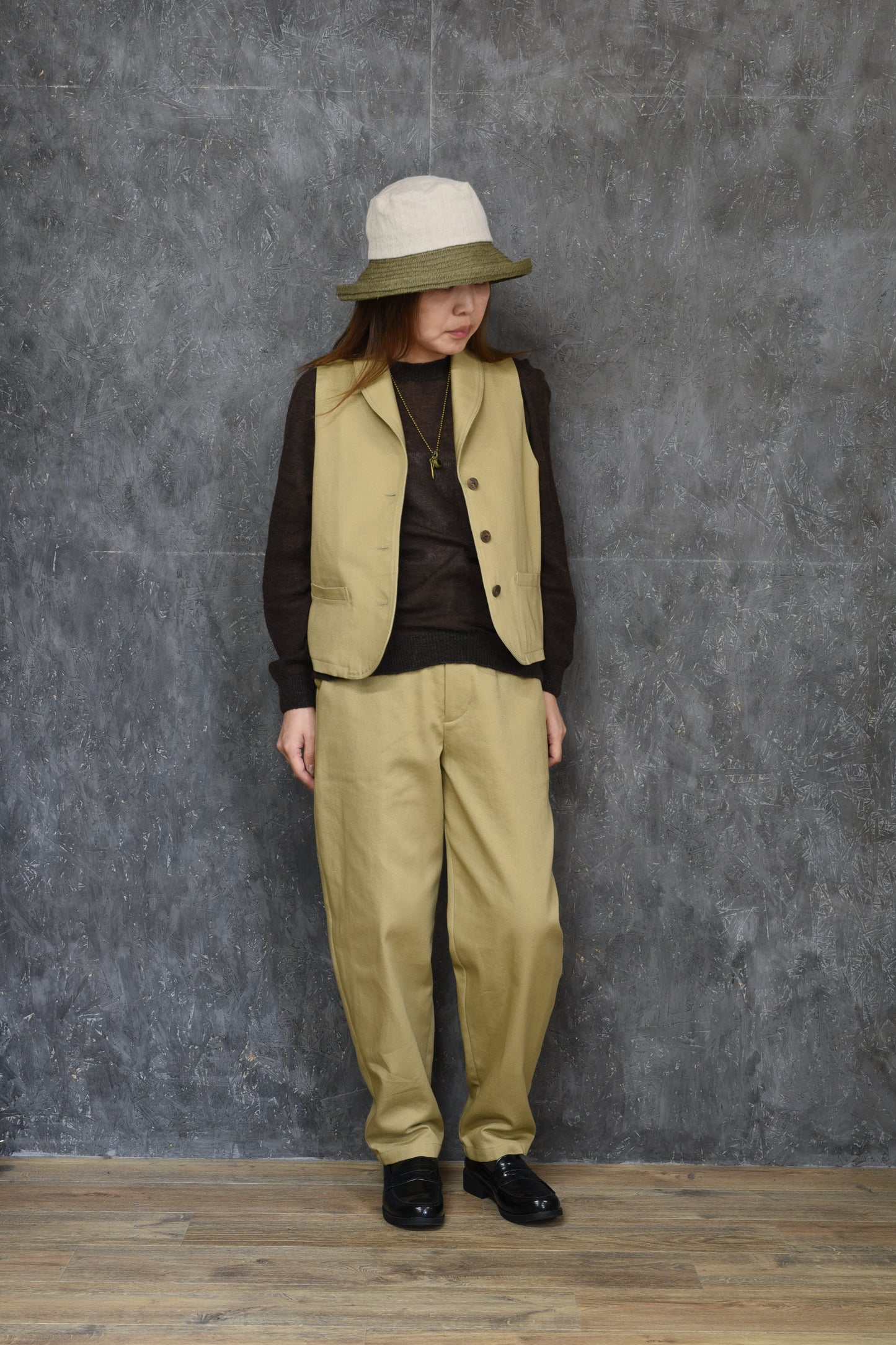 ショールカラーベスト ベージュ